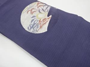 絽綴れ草葉に抽象草葉模様織出し名古屋帯